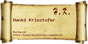 Hankó Krisztofer névjegykártya